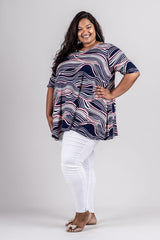DAISY TOP - NAVY/PINK PRINT