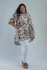 LINCOLN BLOUSE - NUDE/GREY FLORAL