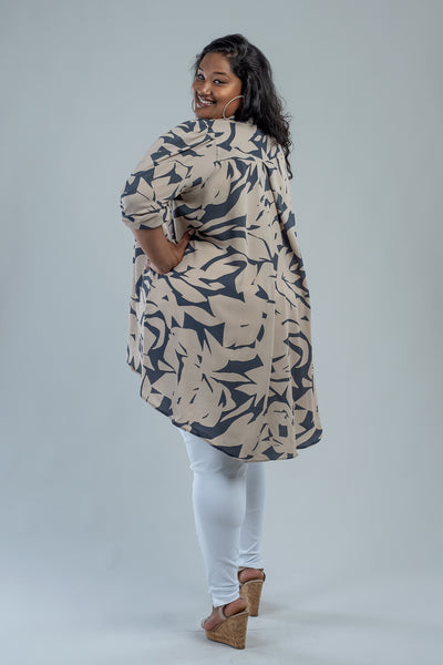 LINCOLN BLOUSE - NUDE/GREY FLORAL