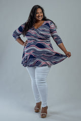 KATHRYN TOP - NAVY/PINK PRINT