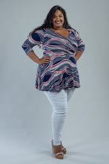 KATHRYN TOP - NAVY/PINK PRINT