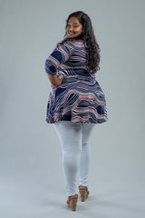 KATHRYN TOP - NAVY/PINK PRINT