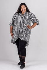 LINCOLN BLOUSE - BLACK/WHITE STRIPE