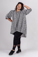 LINCOLN BLOUSE - BLACK/WHITE STRIPE