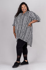 LINCOLN BLOUSE - BLACK/WHITE STRIPE