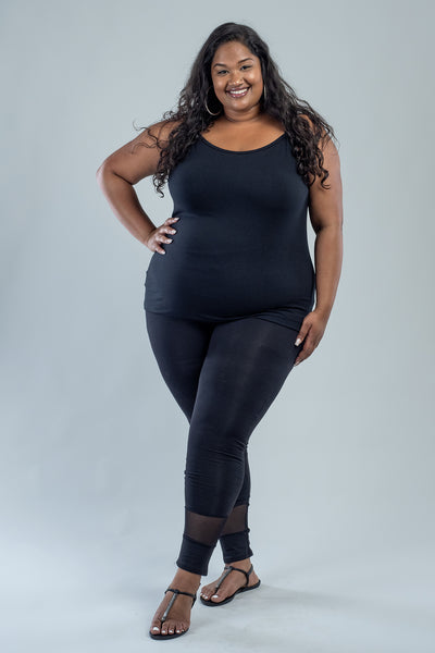 MESH INSERT LEGGING - BLACK