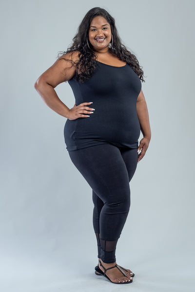 MESH INSERT LEGGING - BLACK
