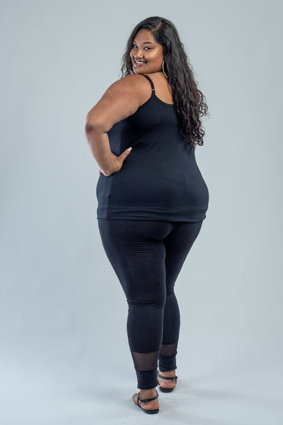 MESH INSERT LEGGING - BLACK