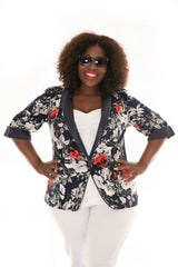 curvy gal in our bella rosa summer jacket