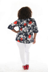 back view of gal in our bella rosa summer jacket