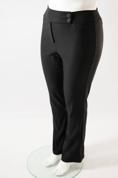 side view of our black bootleg pants on the mannequin