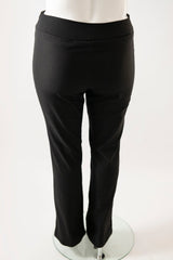 back view of our black bootleg pants on the mannequin