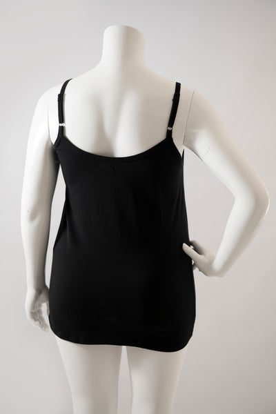 back view of black cami with plain neck on the mannequin