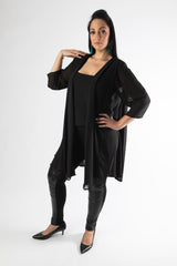 model posing in our black emily jacket