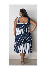 FRANCESCA DRESS – NAVY/WHITE PRINT
