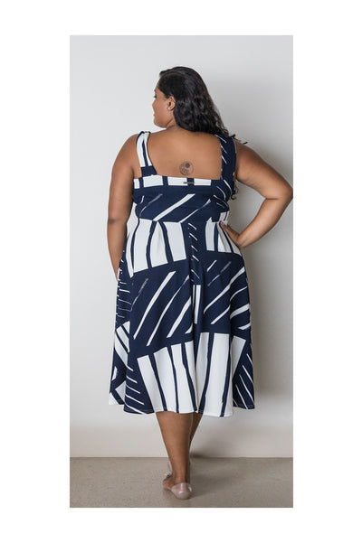 FRANCESCA DRESS – NAVY/WHITE PRINT