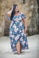 GEMMA DRESS – PINK/BLACK ROSE PRINT