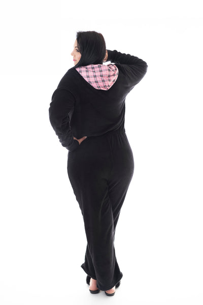 SNOWBALL ONESIE – BLACK/PINK TARTAN