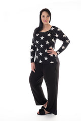 PJ CAMI TOP – BLACK/WHITE STAR PRINT