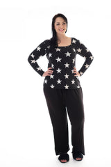 PJ CAMI TOP – BLACK/WHITE STAR PRINT