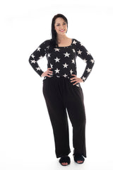 PJ CAMI TOP – BLACK/WHITE STAR PRINT