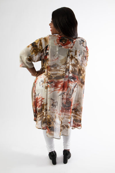 EMILY JACKET - GREY/SIENNA PRINT