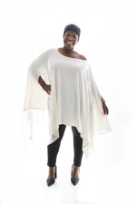 plus size model in our white angelica poncho